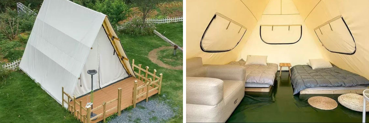 Safari tent glamping with hot tub